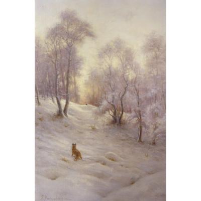 Joseph Farqrharson – The Setting Sun Lights Up the Snow with Rosy Hue